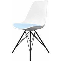Fusion Living Soho Plastic Dining Chair With Black Metal Legs White & Light Blue, Blue