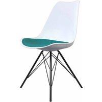 Fusion Living Soho Plastic Dining Chair With Black Metal Legs White Teal, Green