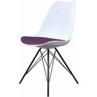 Fusion Living Soho Plastic Dining Chair With Black Metal Legs White Aubergine, Purple