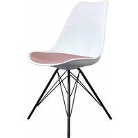 Fusion Living Soho Plastic Dining Chair With Black Metal Legs White & Blush Pink, Pink