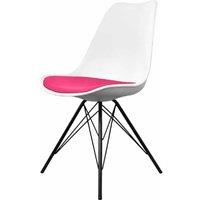 Fusion Living Soho Plastic Dining Chair With Black Metal Legs White & Bright Pink, Pink