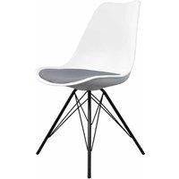 Fusion Living Soho Plastic Dining Chair With Black Metal Legs White & Dark Grey, Grey