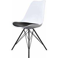 Fusion Living Soho Plastic Dining Chair With Black Metal Legs White & Black, Black