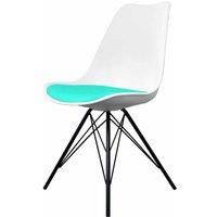 Fusion Living Soho Plastic Dining Chair With Black Metal Legs White & Aqua, Blue