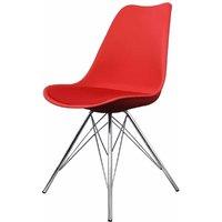 Fusion Living Soho Plastic Dining Chair With Chrome Metal Legs Red, Red