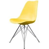 Fusion Living Soho Plastic Dining Chair With Chrome Metal Legs Yellow, Yellow