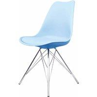 Fusion Living Soho Plastic Dining Chair With Chrome Metal Legs Light Blue, Blue