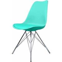 Fusion Living Soho Plastic Dining Chair With Chrome Metal Legs Aqua, Blue