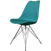 Fusion Living Soho Plastic Dining Chair With Chrome Metal Legs Teal, Green