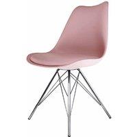 Fusion Living Soho Plastic Dining Chair With Chrome Metal Legs Blush Pink, Pink