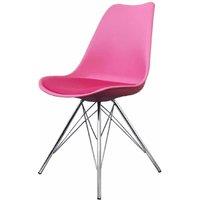 Fusion Living Soho Plastic Dining Chair With Chrome Metal Legs Bright Pink, Pink