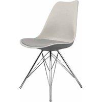 Fusion Living Soho Plastic Dining Chair With Chrome Metal Legs Light Grey, Grey