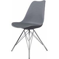 Fusion Living Soho Plastic Dining Chair With Chrome Metal Legs Dark Grey, Grey