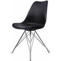 Fusion Living Soho Plastic Dining Chair With Chrome Metal Legs Black, Black