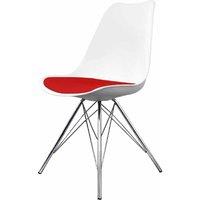 Fusion Living Soho Plastic Dining Chair With Chrome Metal Legs White & Red, Red