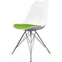 Fusion Living Soho Plastic Dining Chair With Chrome Metal Legs White & Green