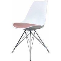 Fusion Living Soho Plastic Dining Chair With Chrome Metal Legs White & Blush Pink, Pink
