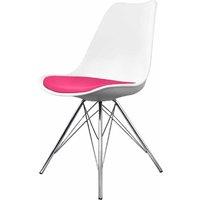 Fusion Living Soho Plastic Dining Chair With Chrome Metal Legs White & Bright Pink, Pink