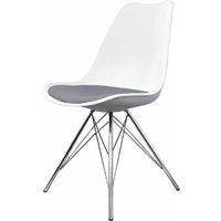 Fusion Living Soho Plastic Dining Chair With Chrome Metal Legs White & Dark Grey, Grey