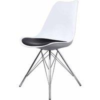 Fusion Living Soho Plastic Dining Chair With Chrome Metal Legs White & Black, Black