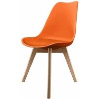 Fusion Living Soho Plastic Dining Chair With Squared Light Wood Legs Orange