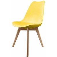 Fusion Living Soho Plastic Dining Chair With Squared Light Wood Legs Yellow