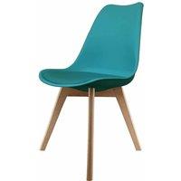 Fusion Living Soho Plastic Dining Chair With Squared Light Wood Legs Teal