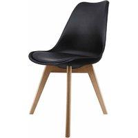 Fusion Living Soho Plastic Dining Chair With Squared Light Wood Legs Black, Black