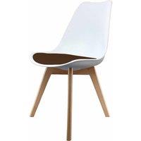 Fusion Living Soho Plastic Dining Chair With Squared Light Wood Legs White & Chocolate