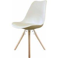 Fusion Living Soho Plastic Dining Chair With Pyramid Light Wood Legs Vanilla