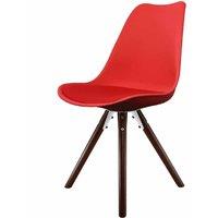 Fusion Living Soho Plastic Dining Chair With Pyramid Dark Wood Legs Red, Red