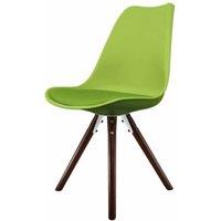Fusion Living Soho Plastic Dining Chair With Pyramid Dark Wood Legs Green, Green