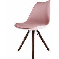 Fusion Living Soho Plastic Dining Chair With Pyramid Dark Wood Legs Blush Pink, Pink