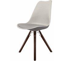 Fusion Living Soho Plastic Dining Chair With Pyramid Dark Wood Legs Light Grey, Grey