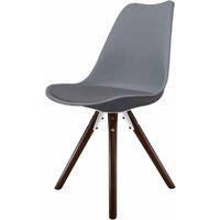 Fusion Living Soho Plastic Dining Chair With Pyramid Dark Wood Legs Dark Grey, Grey