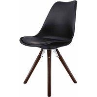 Fusion Living Soho Plastic Dining Chair With Pyramid Dark Wood Legs Black, Black