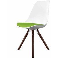 Fusion Living Soho Plastic Dining Chair With Pyramid Dark Wood Legs White & Green, Green