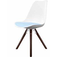 Fusion Living Soho Plastic Dining Chair With Pyramid Dark Wood Legs White & Light Blue, Blue