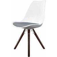 Fusion Living Soho Plastic Dining Chair With Pyramid Dark Wood Legs White & Dark Grey, Grey