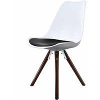 Fusion Living Soho Plastic Dining Chair With Pyramid Dark Wood Legs White & Black, Black