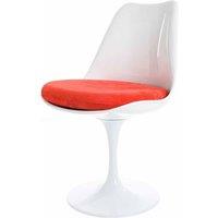 Fusion Living White Tulip Dining Chair With Luxurious Cushion Red