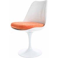 Fusion Living White Tulip Dining Chair With Luxurious Cushion Orange