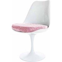 Fusion Living White Tulip Dining Chair With Luxurious Cushion Light Pink