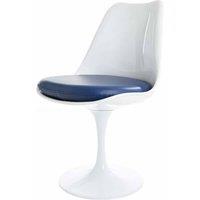 Fusion Living White Tulip Dining Chair With Pu Cushion Navy Blue