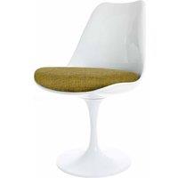 Fusion Living White Tulip Dining Chair With Textured Cushion Olive