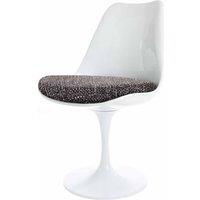 Fusion Living White Tulip Dining Chair With Textured Cushion Grey