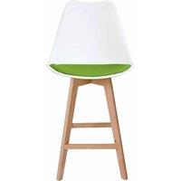Fusion Living Soho Plastic Bar Stool With Light Wood Legs White & Green, Green
