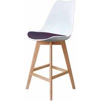 Fusion Living Soho Plastic Bar Stool With Light Wood Legs White &aubergine, Purple