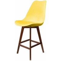 Fusion Living Soho Plastic Bar Stool With Dark Wood Legs Yellow, Yellow