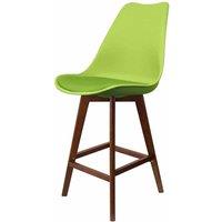 Fusion Living Soho Plastic Bar Stool With Dark Wood Legs Green, Green